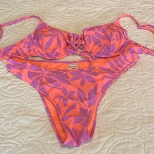 No Boundaries Orange and Purple Bikini Set